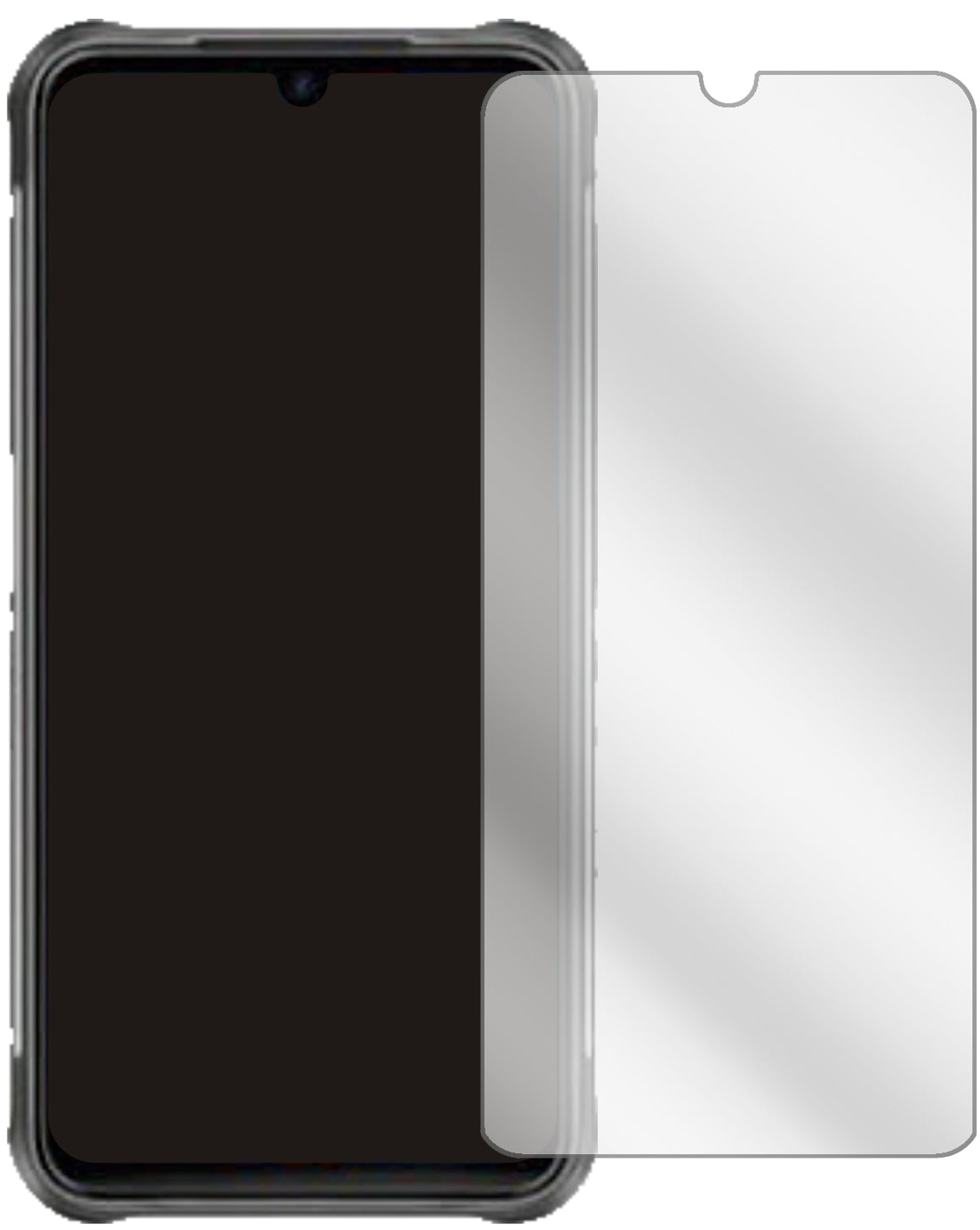 UmidigiBison mit aufgebrachter dipos Displayschutzfolie, glasklare Darstellung ohne Einschränkungen