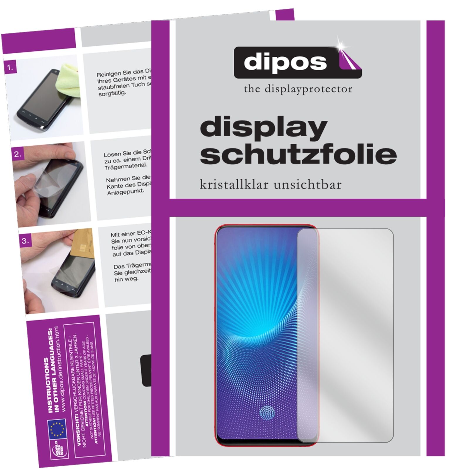 VivoNex mit aufgebrachter dipos Displayschutzfolie, glasklare Darstellung ohne Einschränkungen