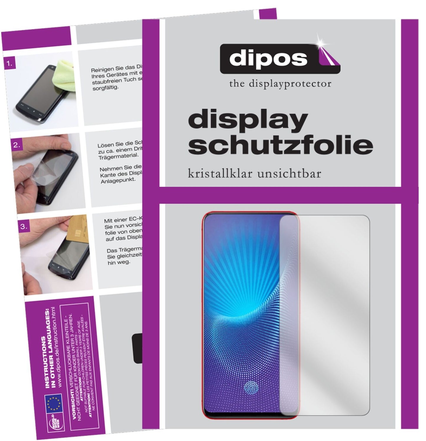 VivoNEX S mit aufgebrachter dipos Displayschutzfolie, glasklare Darstellung ohne Einschränkungen