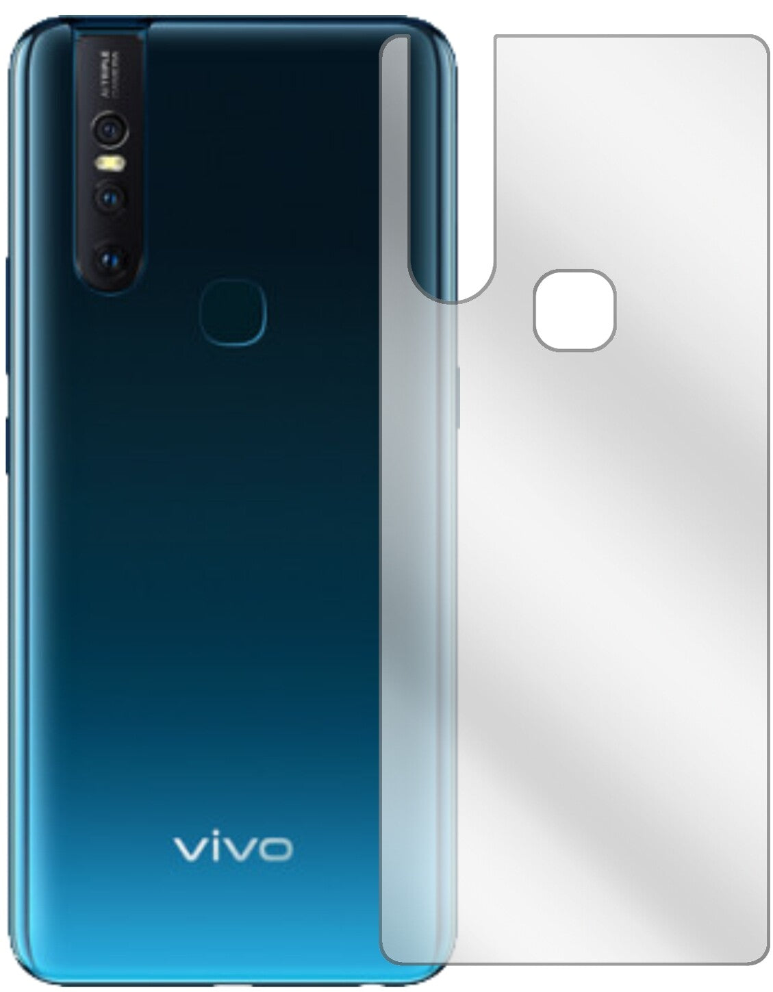 VivoS1 Rückseite mit aufgebrachter dipos Displayschutzfolie, glasklare Darstellung ohne Einschränkungen