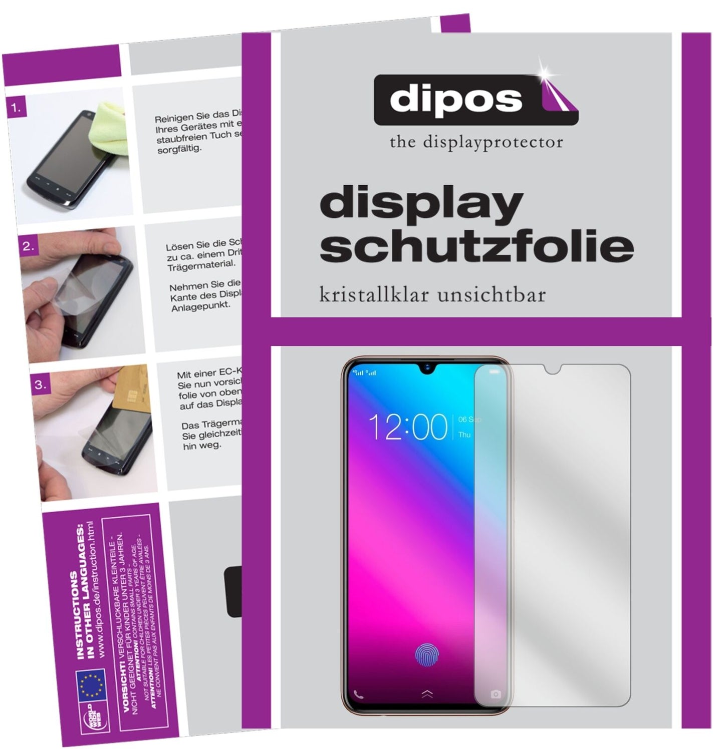 VivoY97 mit aufgebrachter dipos Displayschutzfolie, glasklare Darstellung ohne Einschränkungen