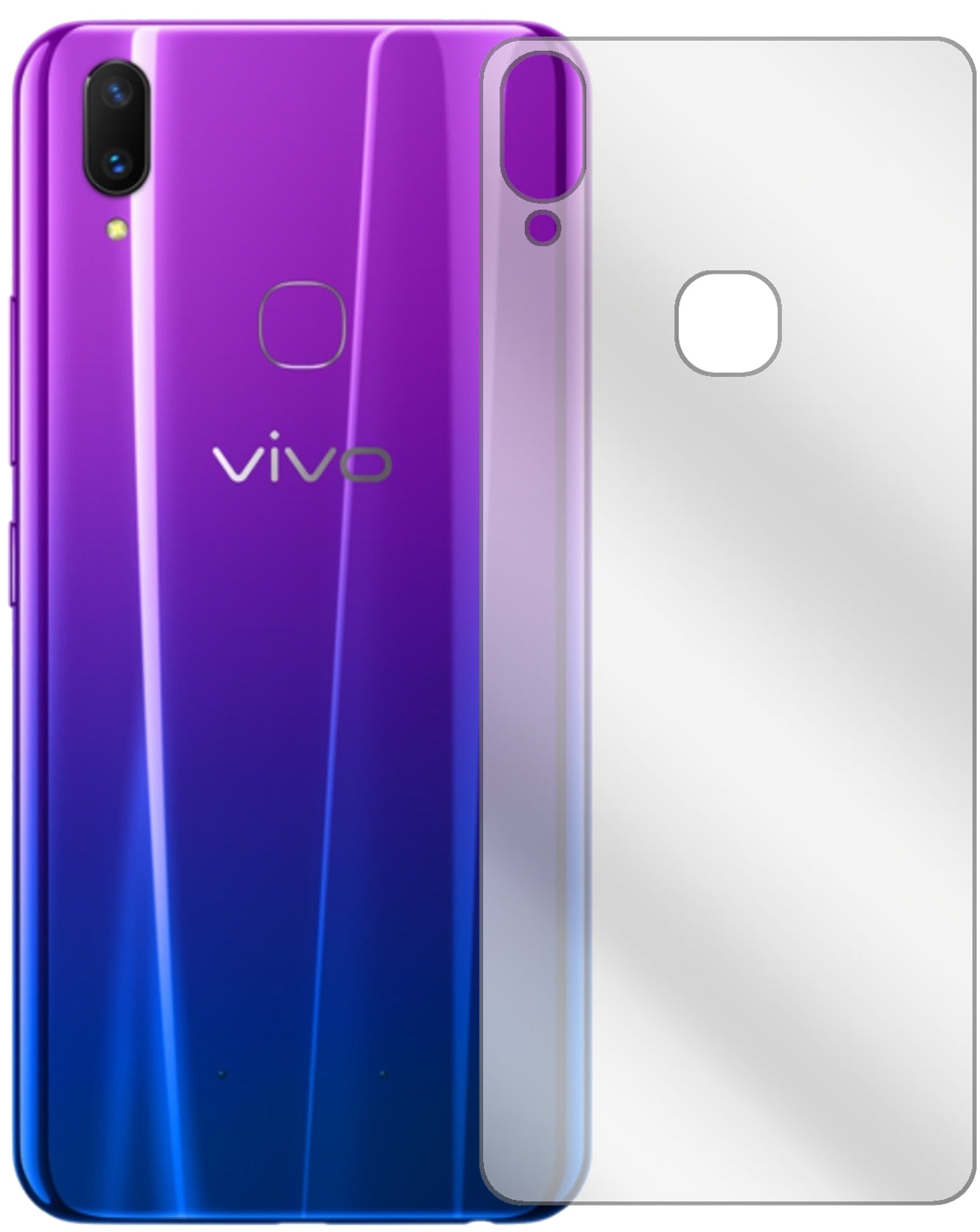 VivoZ3x Rückseite mit aufgebrachter dipos Displayschutzfolie, glasklare Darstellung ohne Einschränkungen
