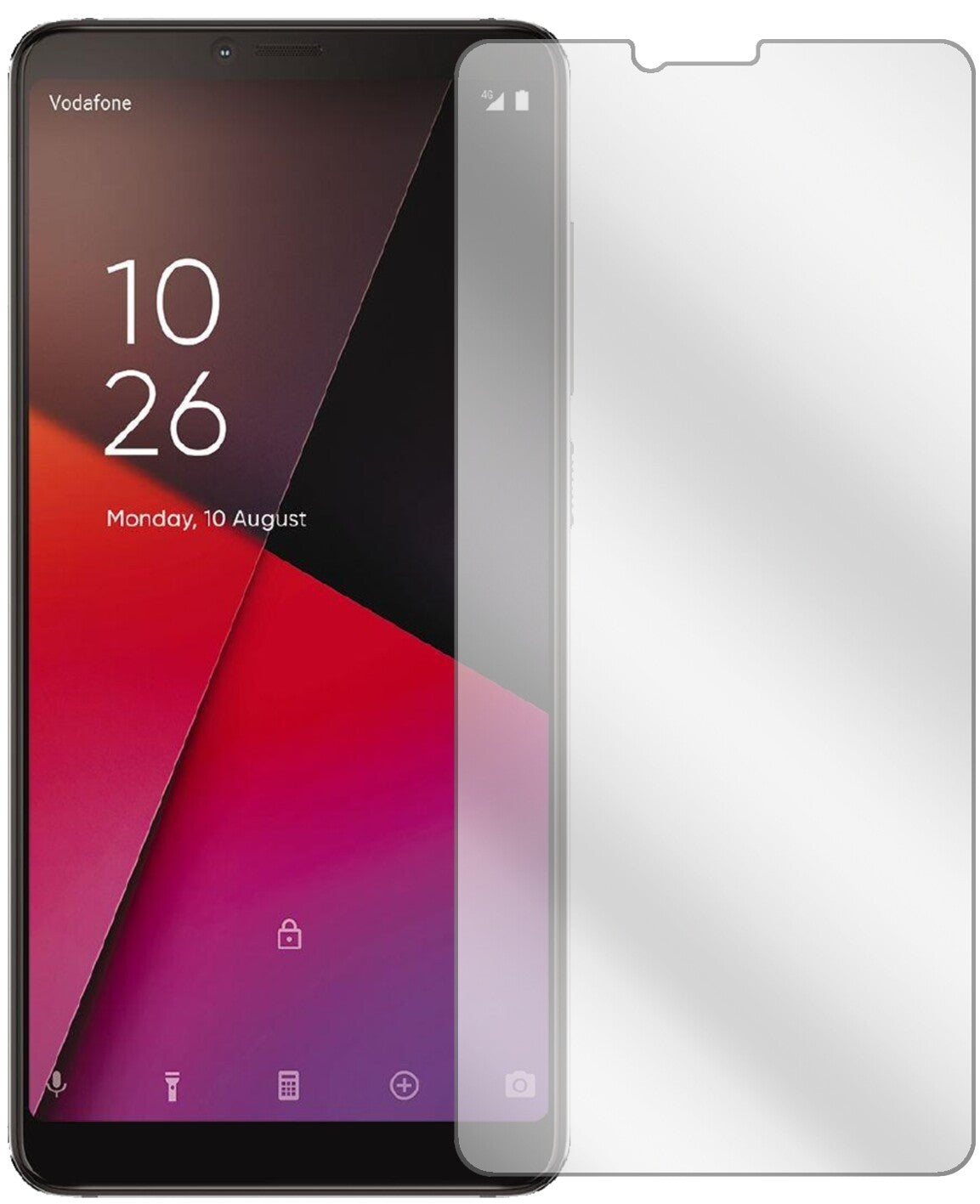 VodafoneSmart X9 mit aufgebrachter dipos Displayschutzfolie, glasklare Darstellung ohne Einschränkungen