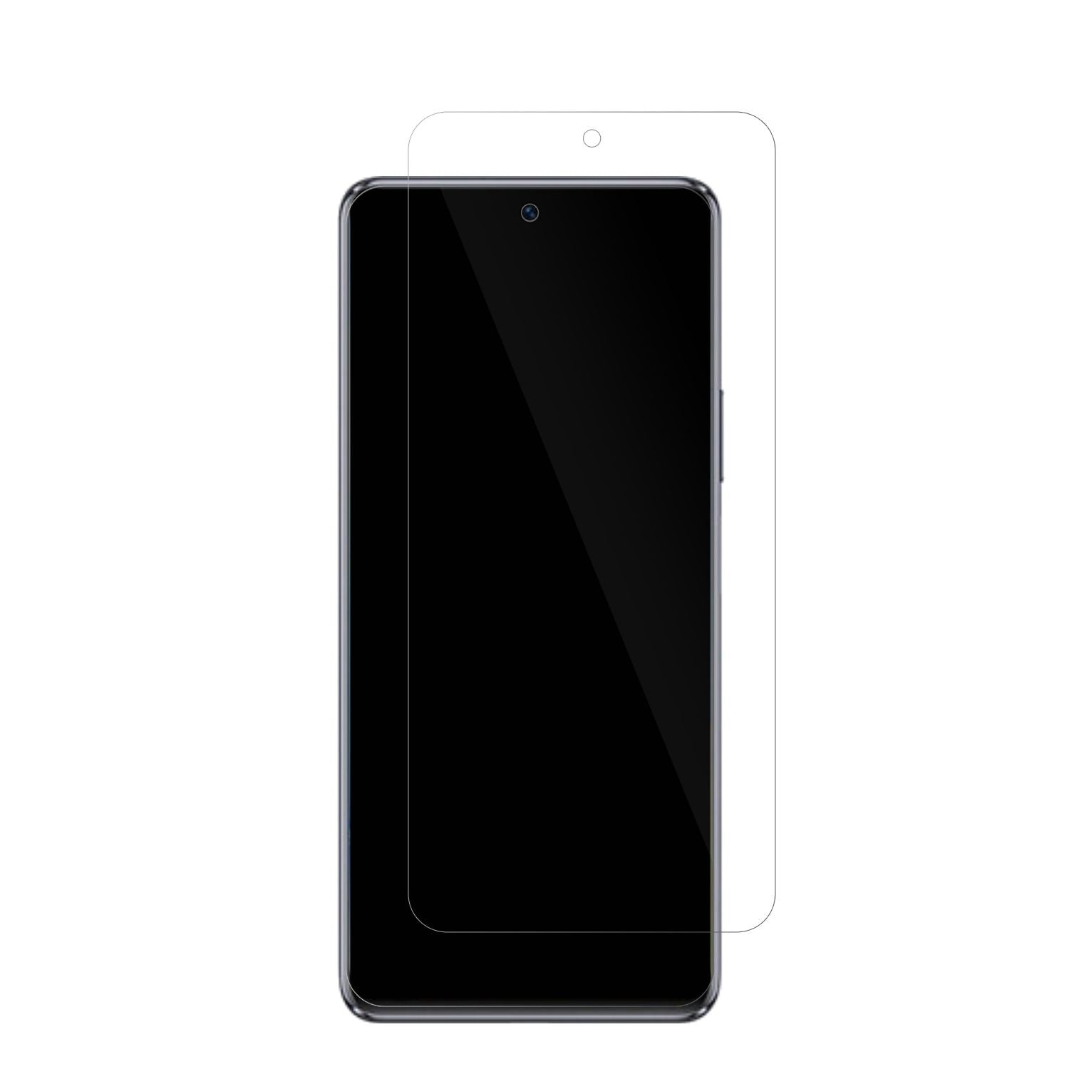 Wiko5G mit aufgebrachter dipos Displayschutzfolie, glasklare Darstellung ohne Einschränkungen