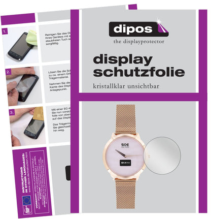 X-WATCHSOE XW Pure mit aufgebrachter dipos Displayschutzfolie, glasklare Darstellung ohne Einschränkungen