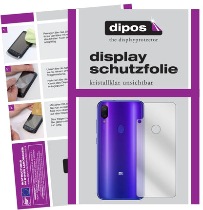XiaomiMi Play Rückseite mit aufgebrachter dipos Displayschutzfolie, glasklare Darstellung ohne Einschränkungen