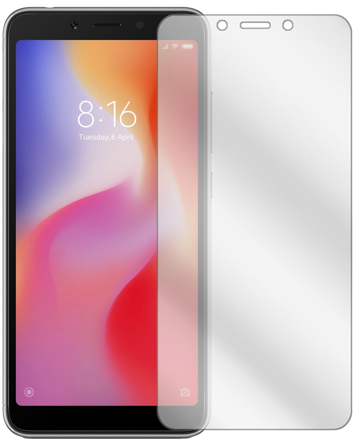XiaomiRedmi 6A mit aufgebrachter dipos Displayschutzfolie, glasklare Darstellung ohne Einschränkungen