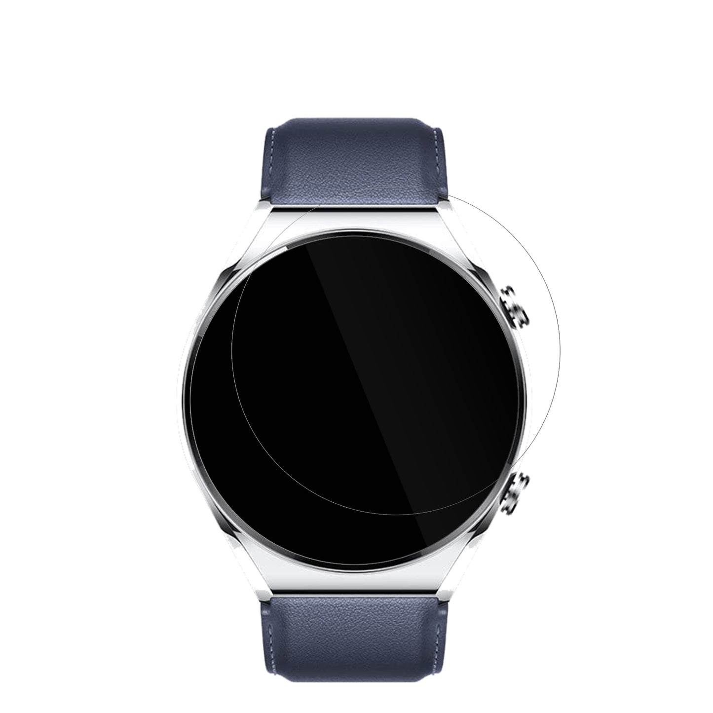 XiaomiWatch S1 mit aufgebrachter dipos Displayschutzfolie, glasklare Darstellung ohne Einschränkungen