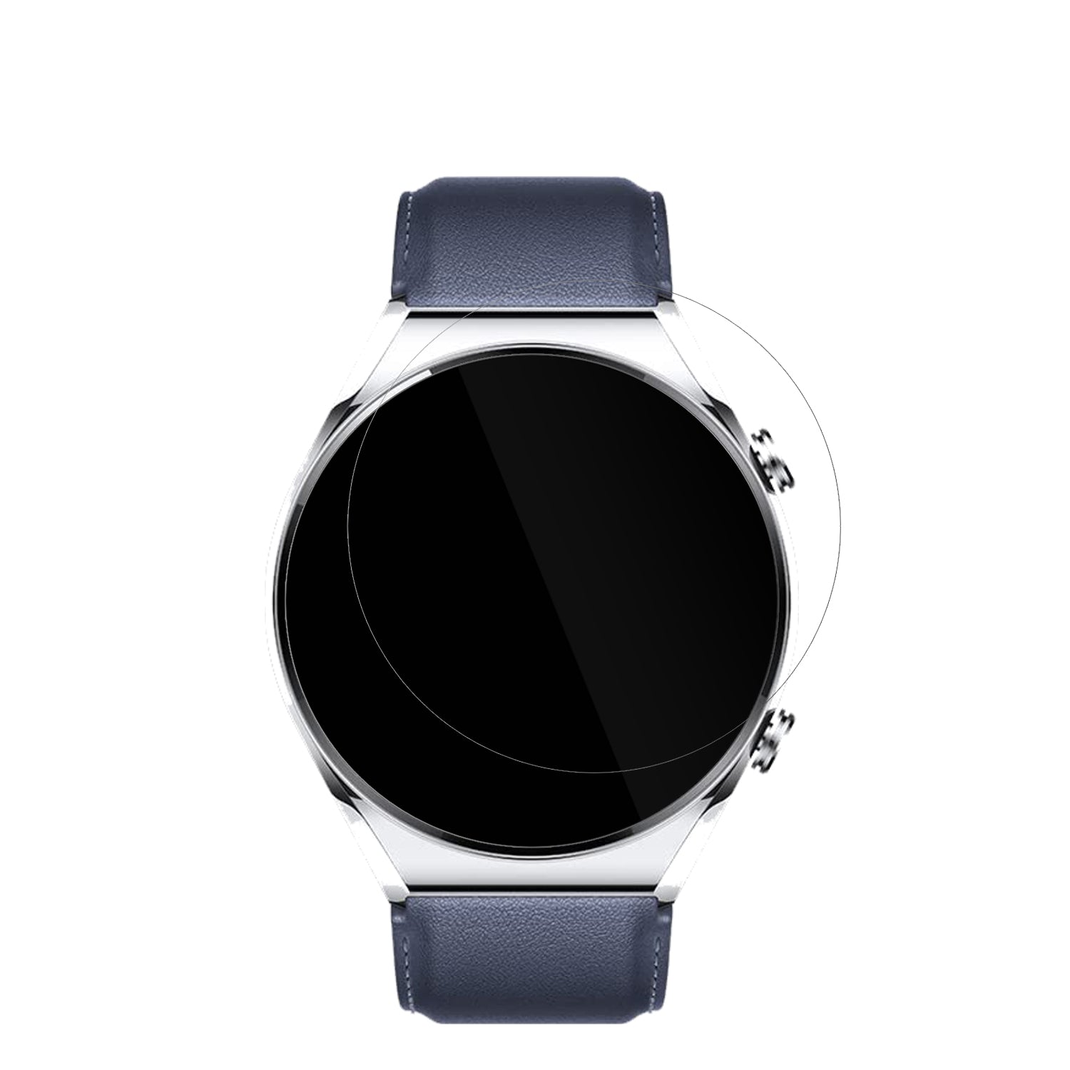 XiaomiWatch S1 mit aufgebrachter dipos Displayschutzfolie, glasklare Darstellung ohne Einschränkungen