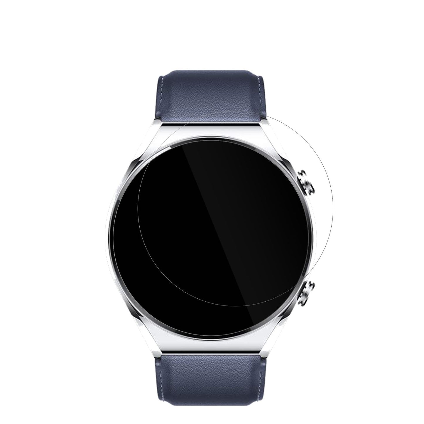 XiaomiWatch S1 mit aufgebrachter dipos Displayschutzfolie, glasklare Darstellung ohne Einschränkungen