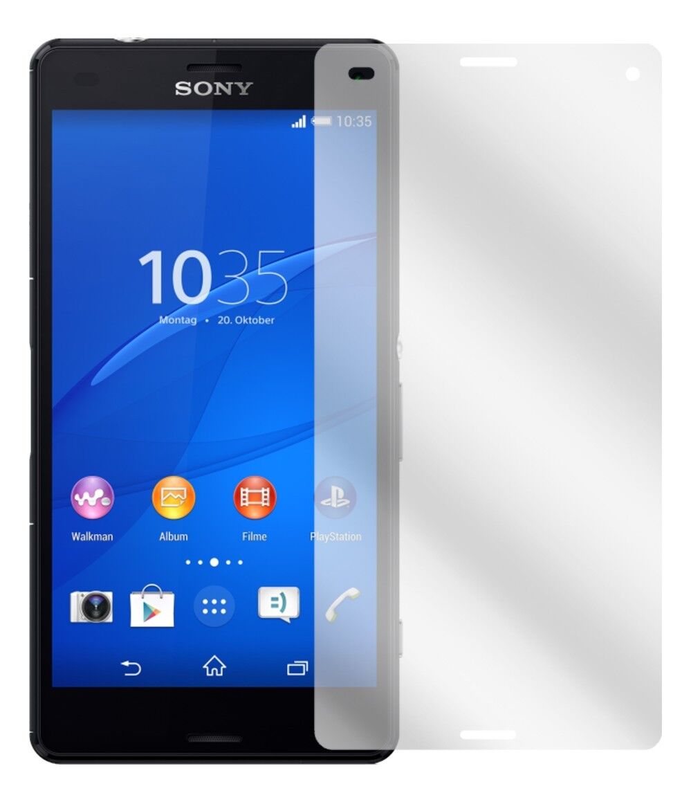 Xperia Z3 CompactSony mit aufgebrachter dipos Displayschutzfolie, glasklare Darstellung ohne Einschränkungen