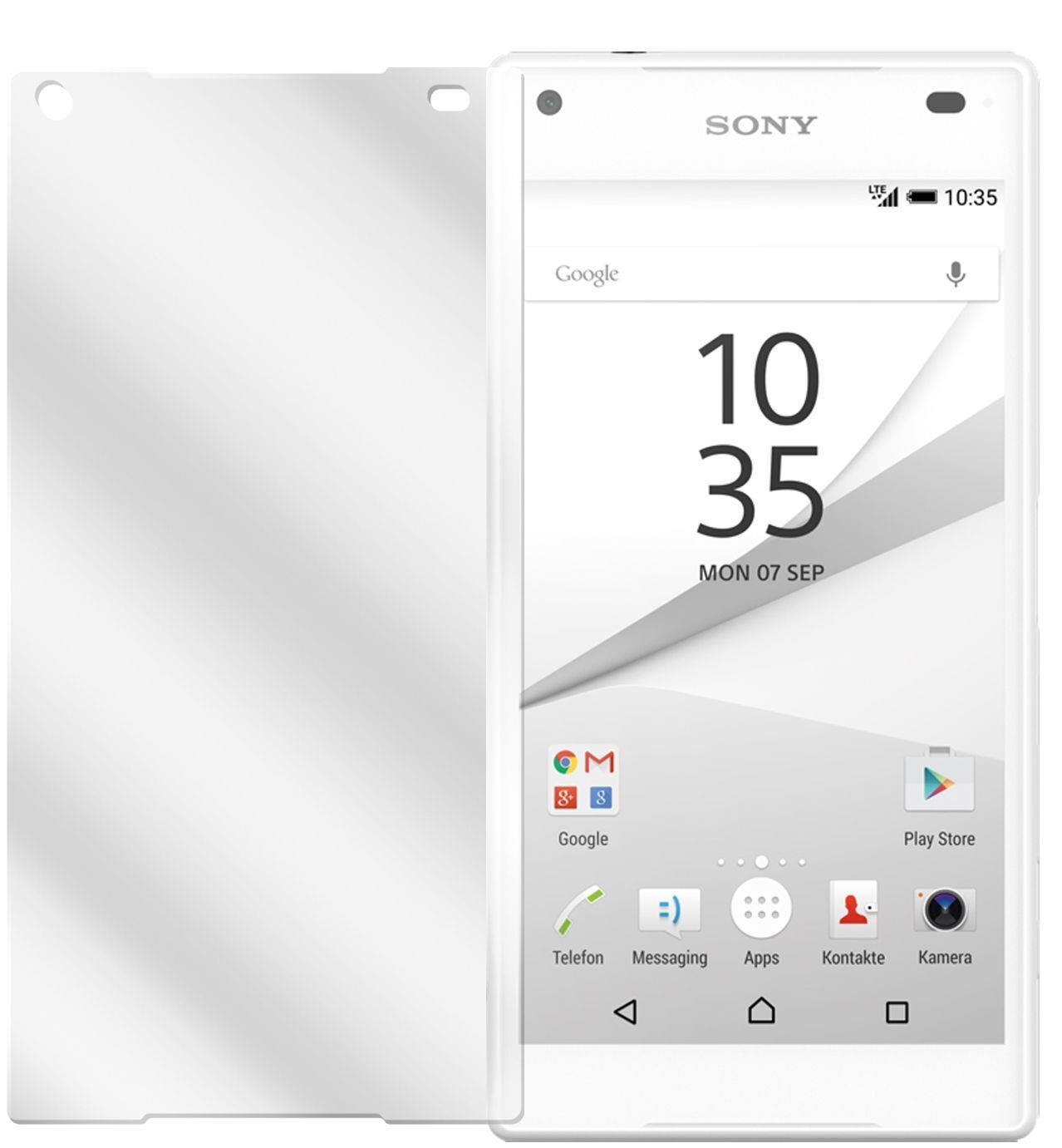 Xperia Z5 CompactSony mit aufgebrachter dipos Displayschutzfolie, glasklare Darstellung ohne Einschränkungen