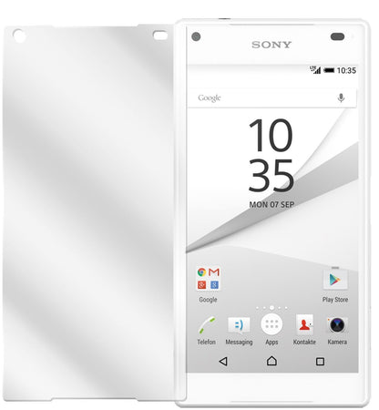 Xperia Z5 CompactSony mit aufgebrachter dipos Displayschutzfolie, glasklare Darstellung ohne Einschränkungen