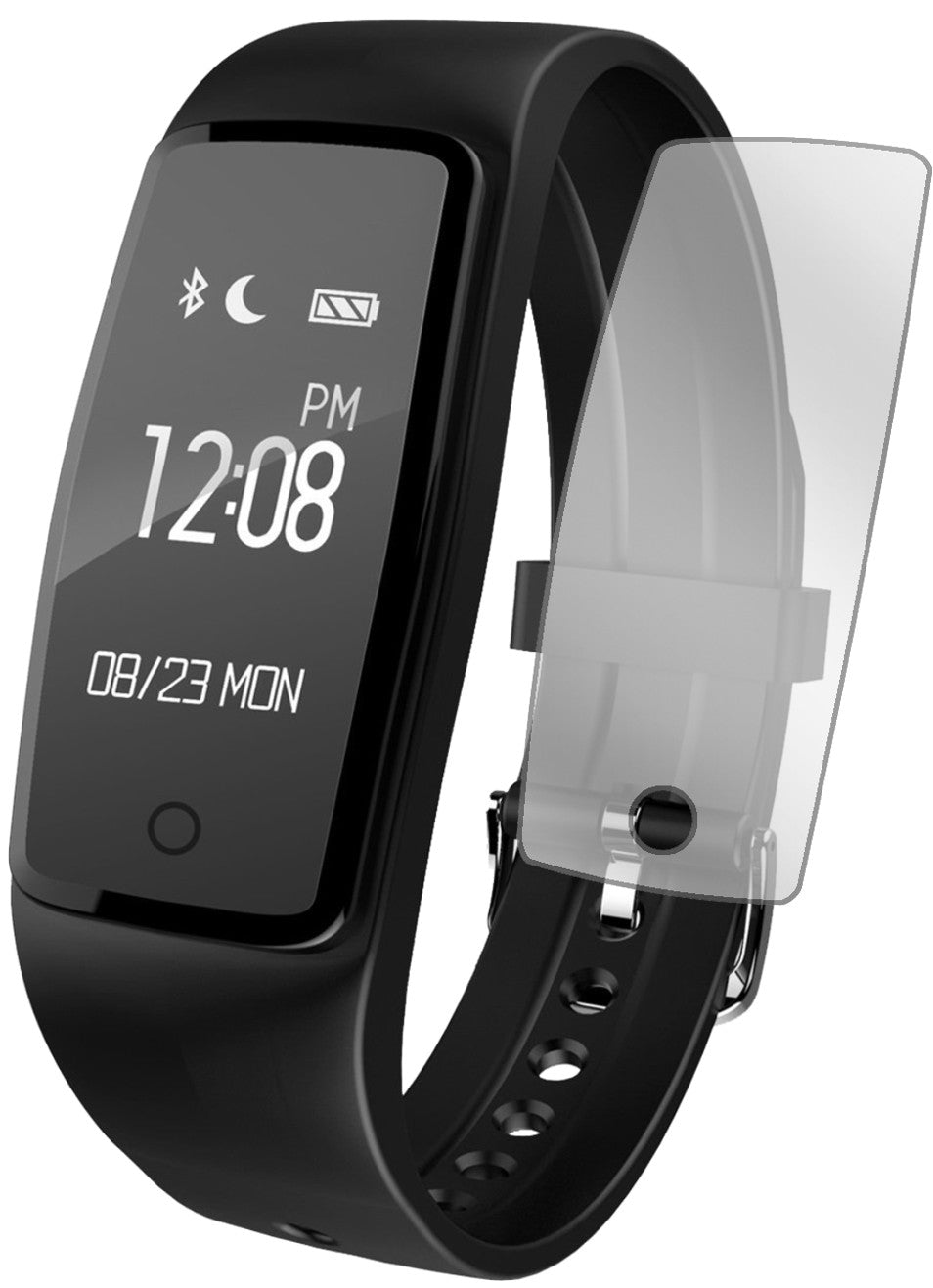 YamayHR4 Fitness Tracker mit aufgebrachter dipos Displayschutzfolie, glasklare Darstellung ohne Einschränkungen