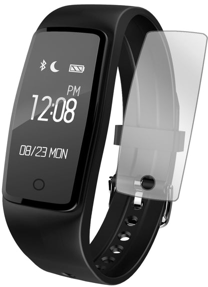 YamayHR4 Fitness Tracker mit aufgebrachter dipos Displayschutzfolie, glasklare Darstellung ohne Einschränkungen