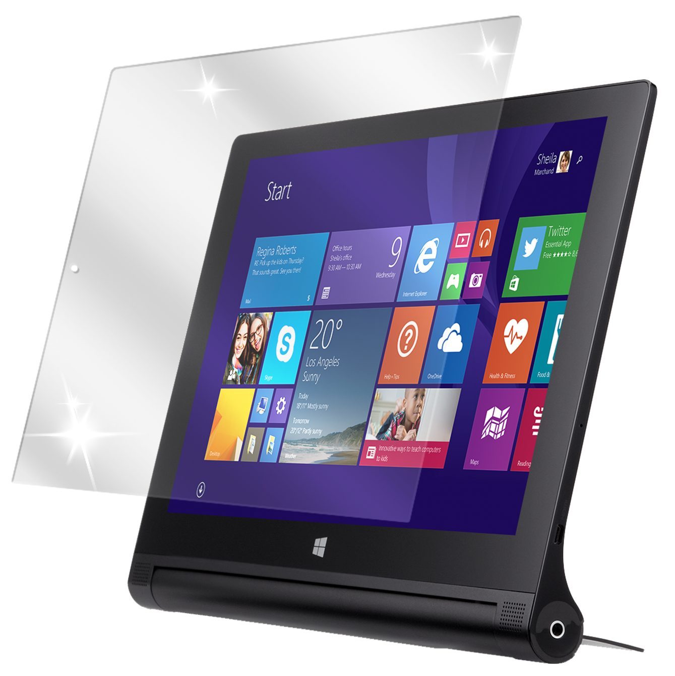 Yoga Tablet 2 10 ZollLenovo mit aufgebrachter dipos Displayschutzfolie, glasklare Darstellung ohne Einschränkungen