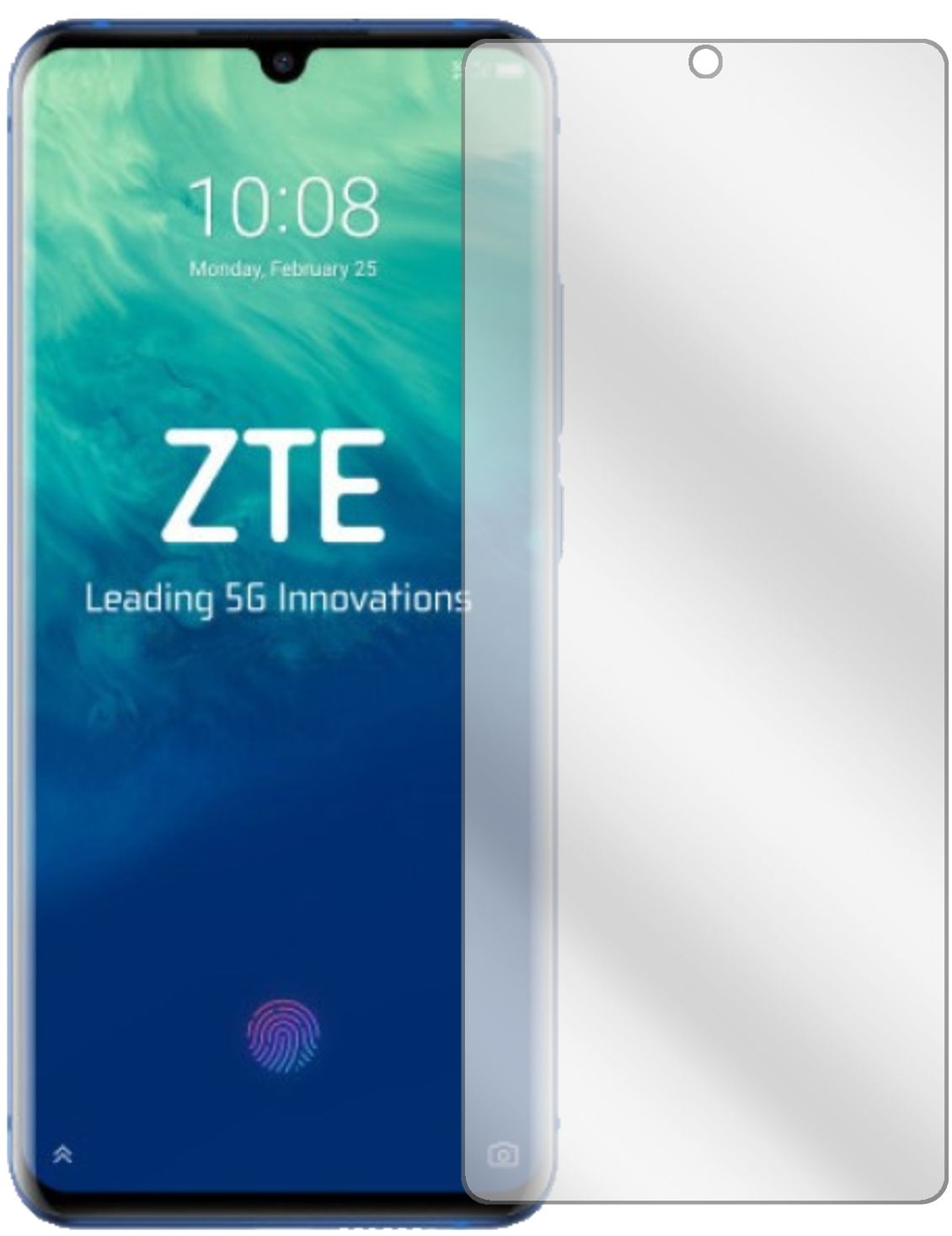ZTEAxon 10s Pro mit aufgebrachter dipos Displayschutzfolie, glasklare Darstellung ohne Einschränkungen