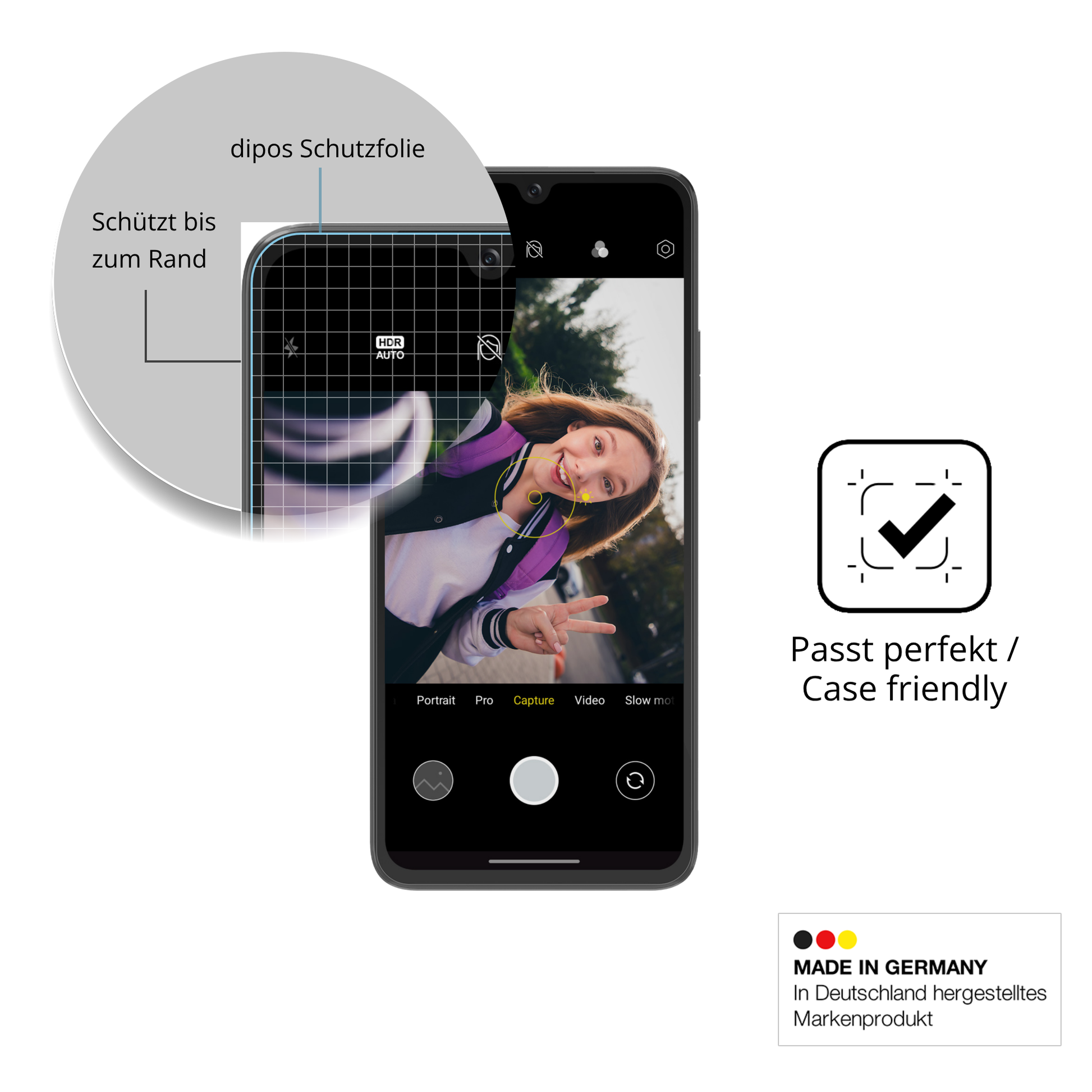 Besonders flexibler Displayschutz mit Anti-Shock-Schicht im Materialmix