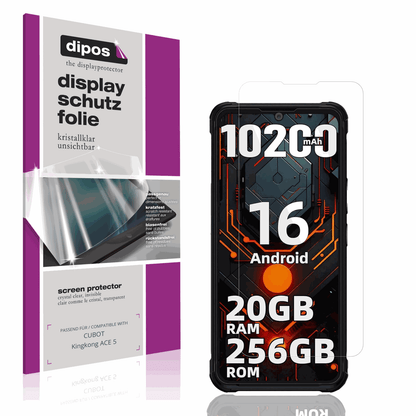 Klare Displayschutzfolie von dipos passend für CUBOT Kingkong ACE 5, präziser Zuschnitt und blasenfrei montiert