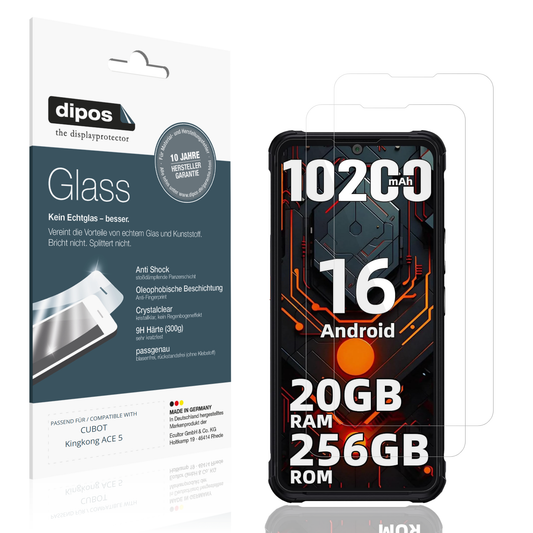 Klare Displayschutzfolie von dipos passend für CUBOT Kingkong ACE 5, 9H kratzfest und blasenfrei montiert