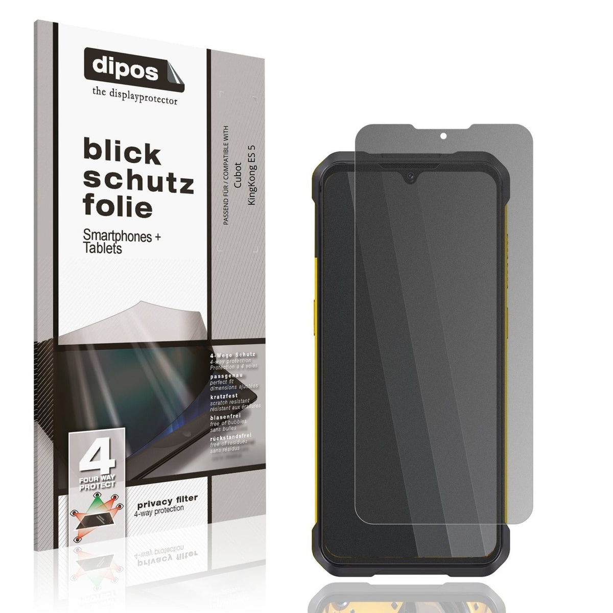 Screen Protector for Cubot KingKong ES 5 Privacy Filter 4-Way Protection dipos