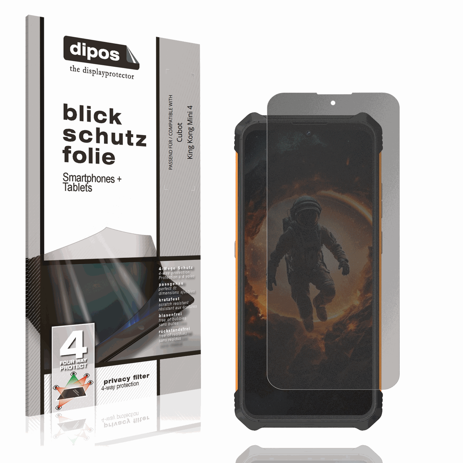 Blickschutzfolie von dipos passend für cubotking kong mini 4, präziser Zuschnitt und blasenfrei montiert