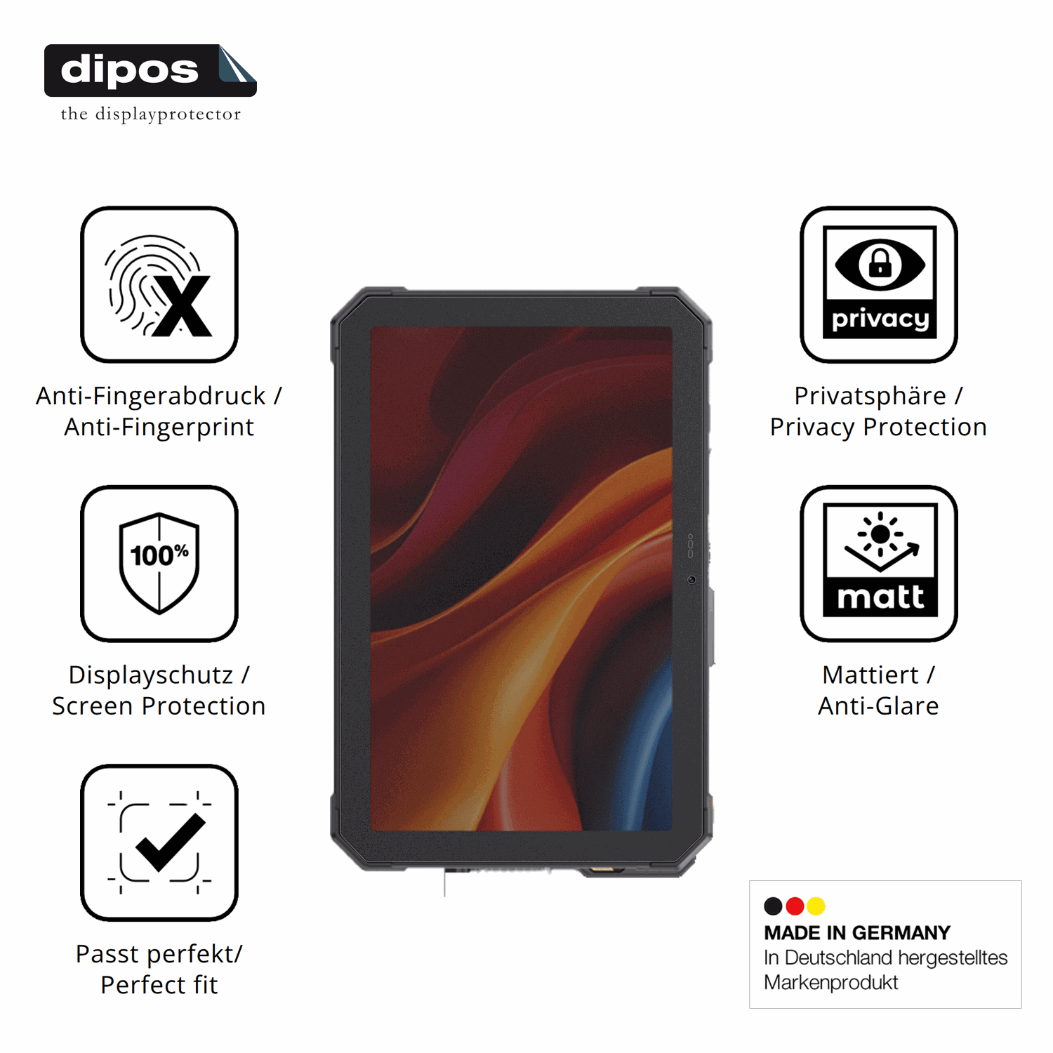 Privatsphäre-Schutz durch Sichtschutz-Folie passend zugeschnitten für CUBOT Tab Kingkong Mini 8.68 Zoll
