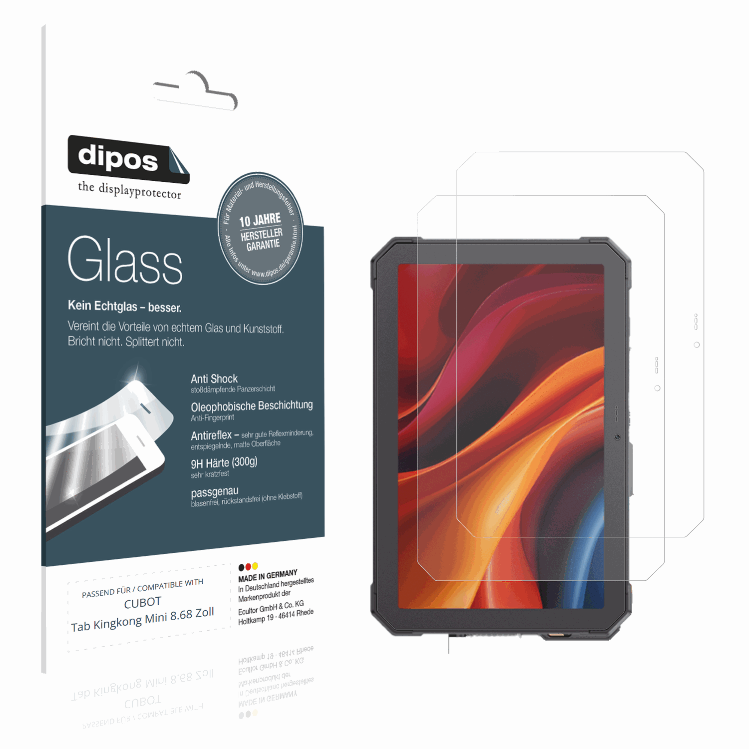 Matte Displayschutzfolie von dipos passend für CUBOT Tab Kingkong Mini 8.68 Zoll, 9H kratzfest und blasenfrei montiert