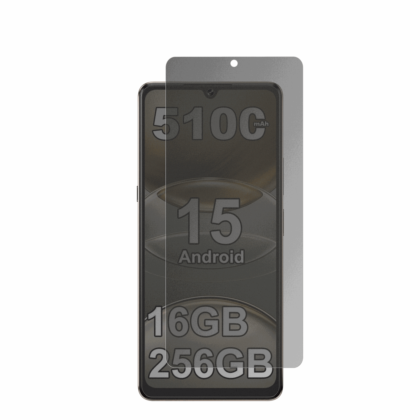 CUBOTX100 5G mit aufgebrachtem dipos Displayschutz, der seitliche Einblicke blockiert