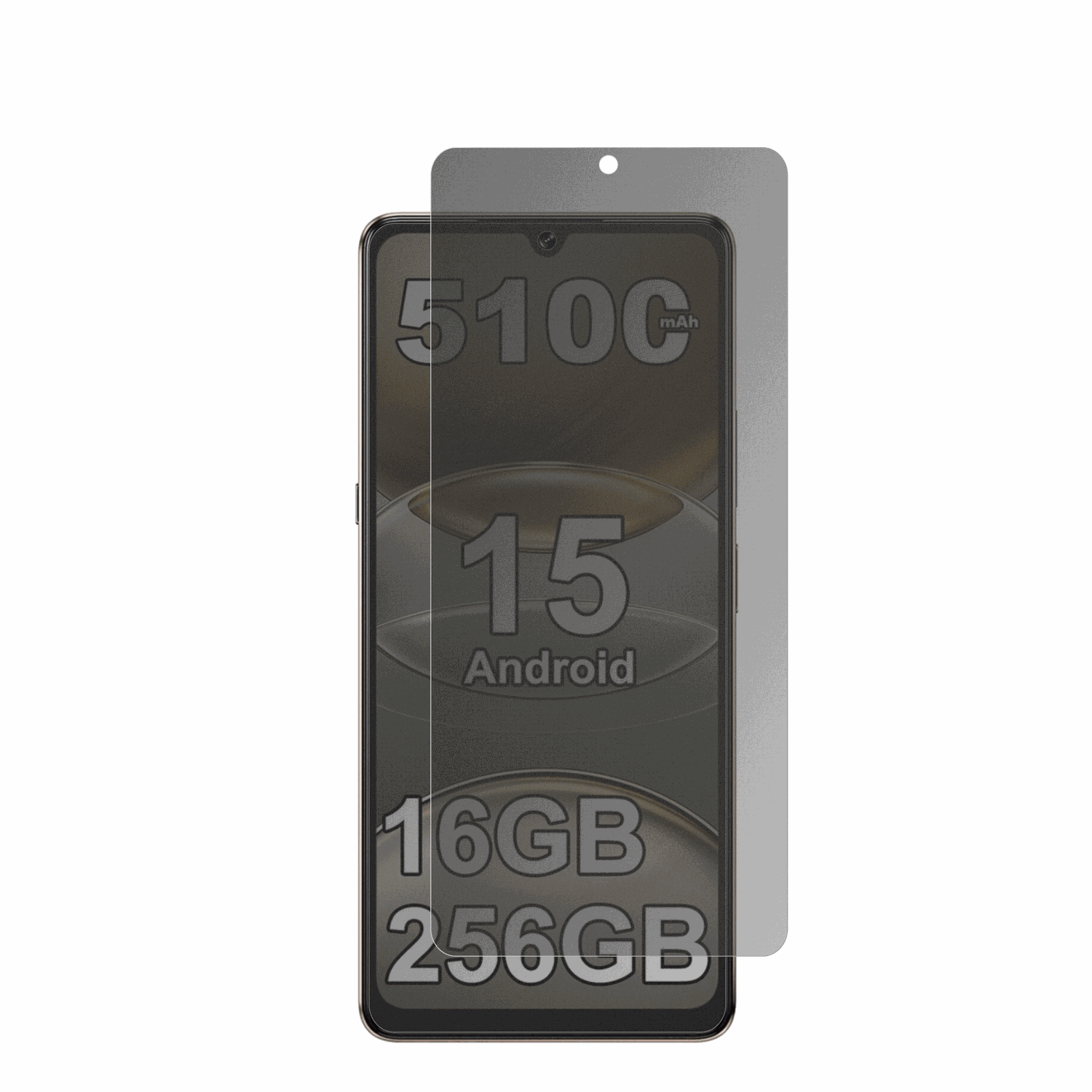 CUBOTX100 5G mit aufgebrachtem dipos Displayschutz, der seitliche Einblicke blockiert