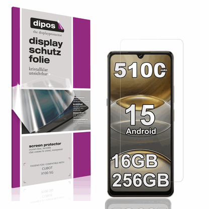 Klare Displayschutzfolie von dipos passend für CUBOT X100 5G, präziser Zuschnitt und blasenfrei montiert