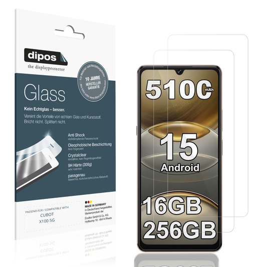 Klare Displayschutzfolie von dipos passend für CUBOT X100 5G, 9H kratzfest und blasenfrei montiert