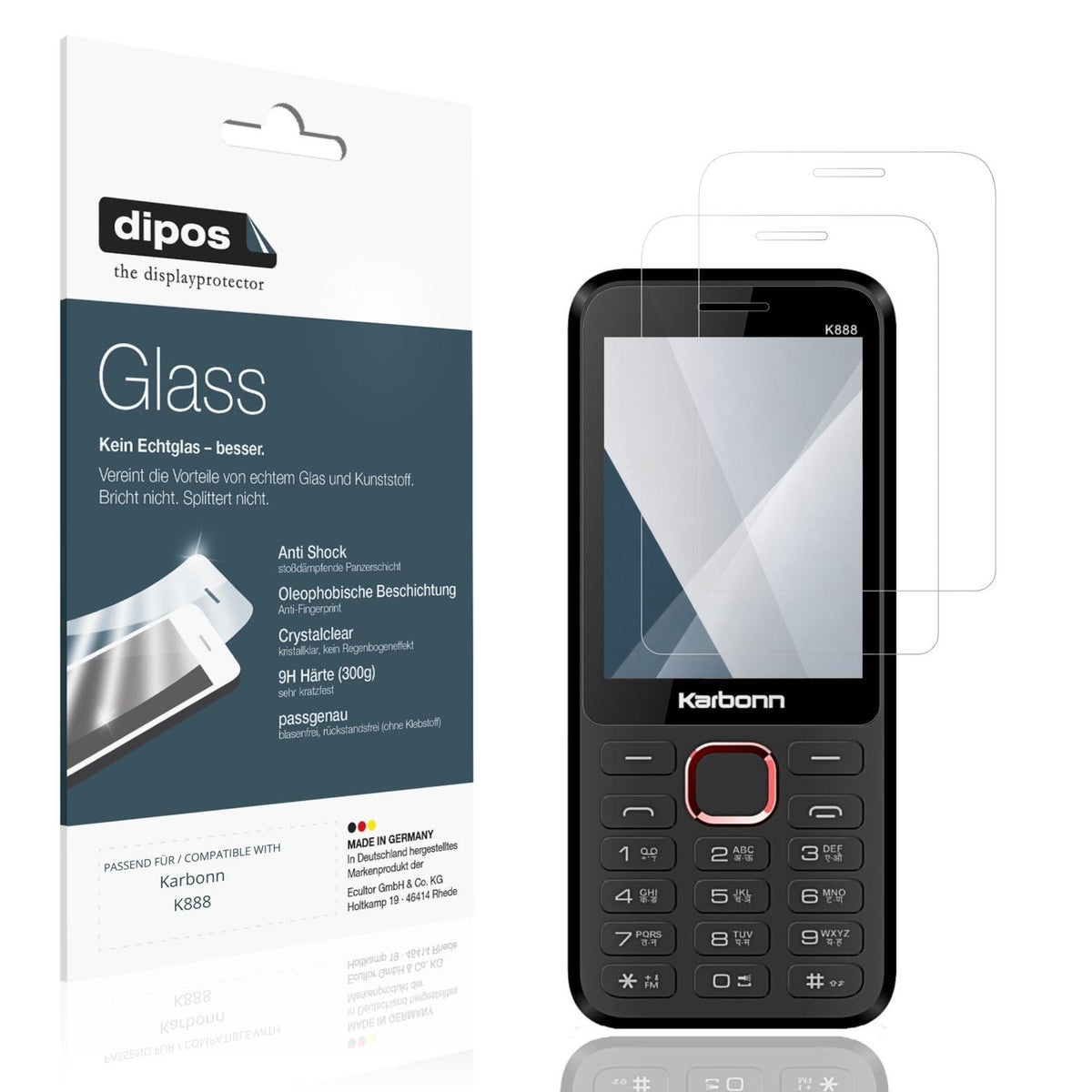2x Screen Protector for Karbonn K888 Flexible Glass 9H dipos
