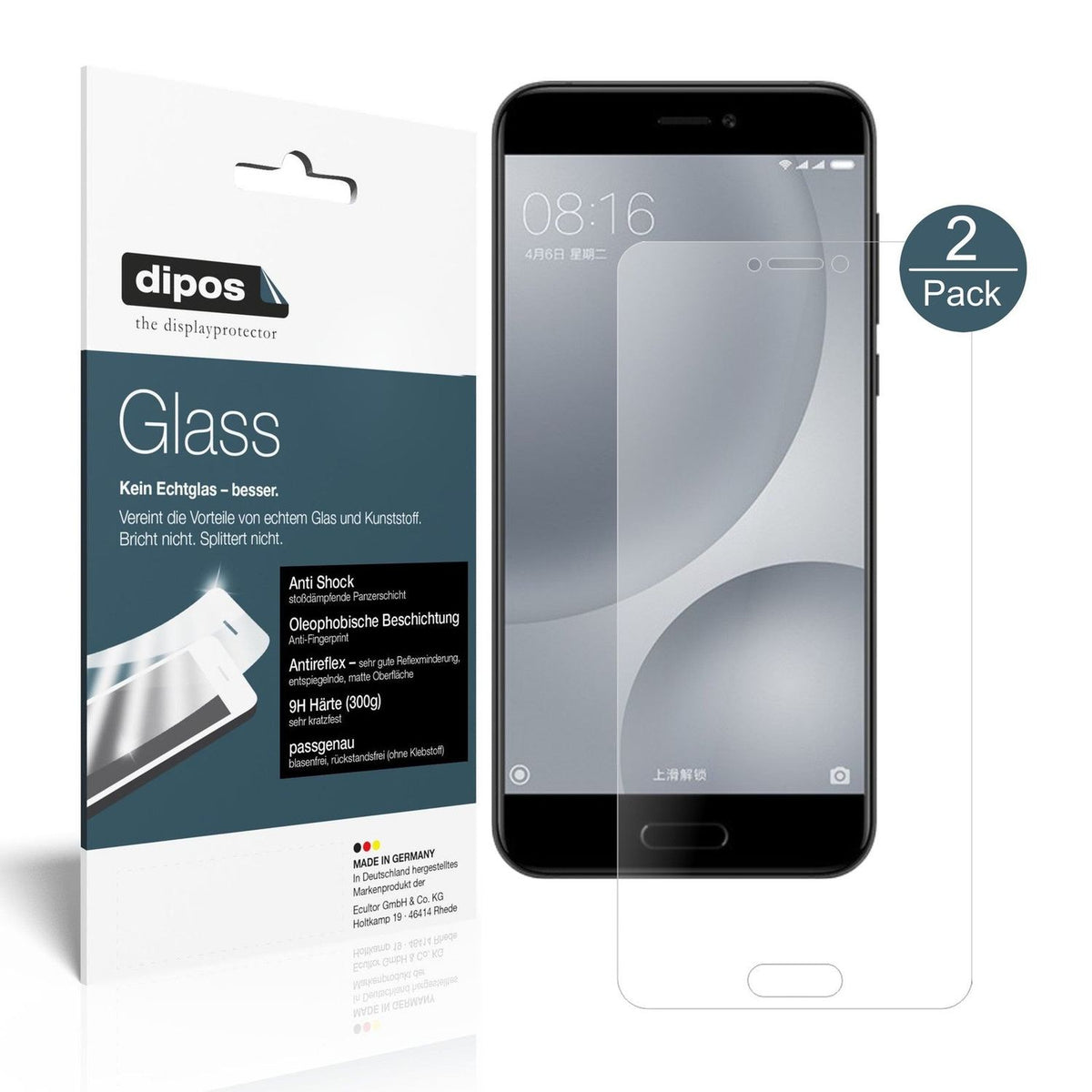 2x Screen Protector for Xiaomi Mi 5c matte Flexible Glass 9H dipos