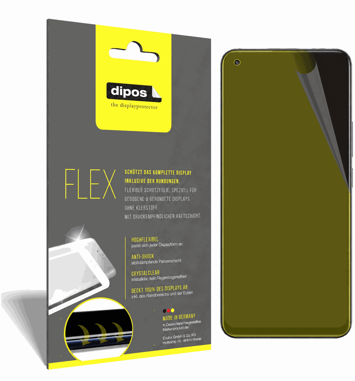 2x Screen Protector for Realme 8s Protective Film covers 100% dipos Flex