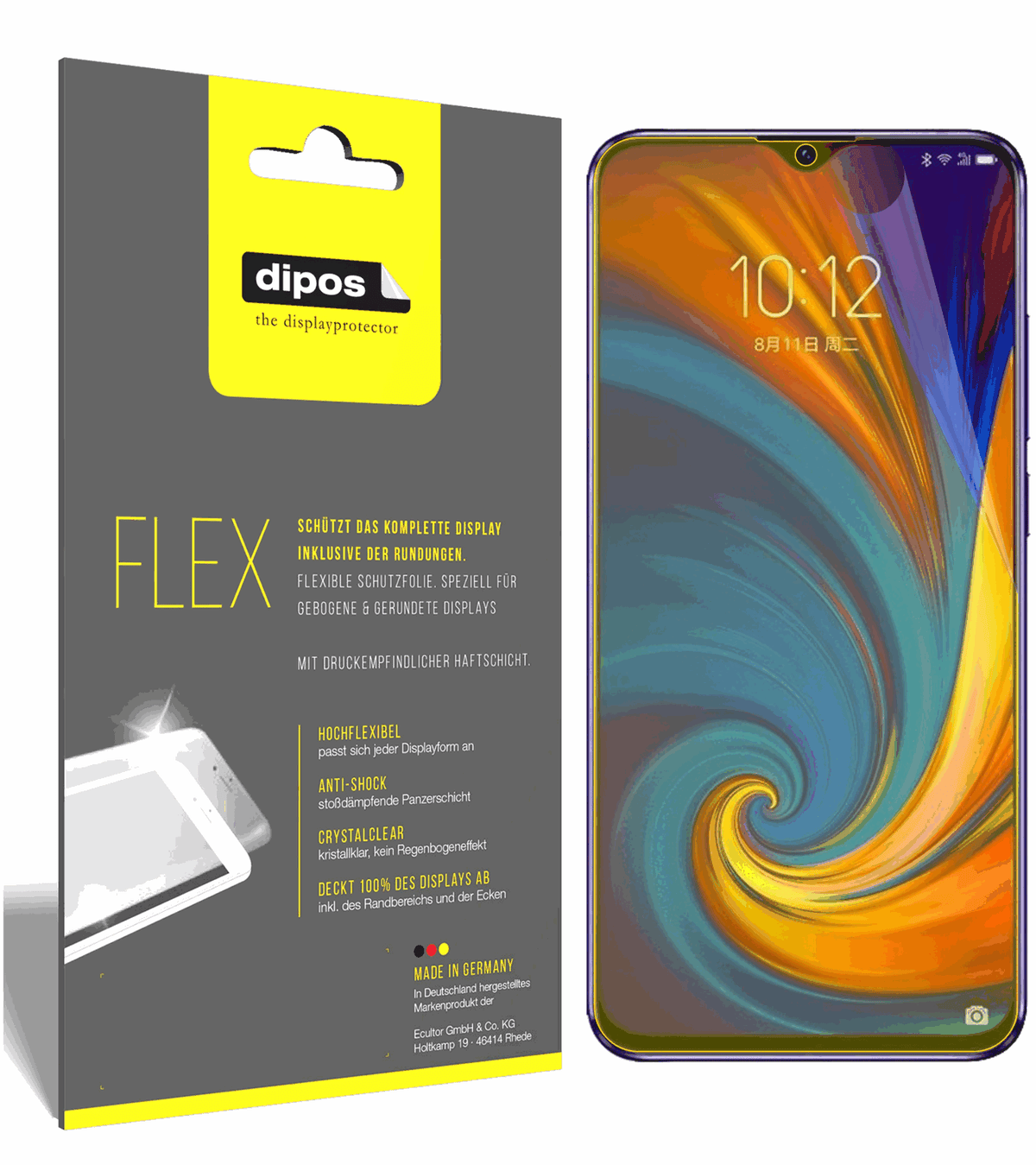 3x Screen Protector for Lenovo Z5s Protective Film covers 100% dipos Flex