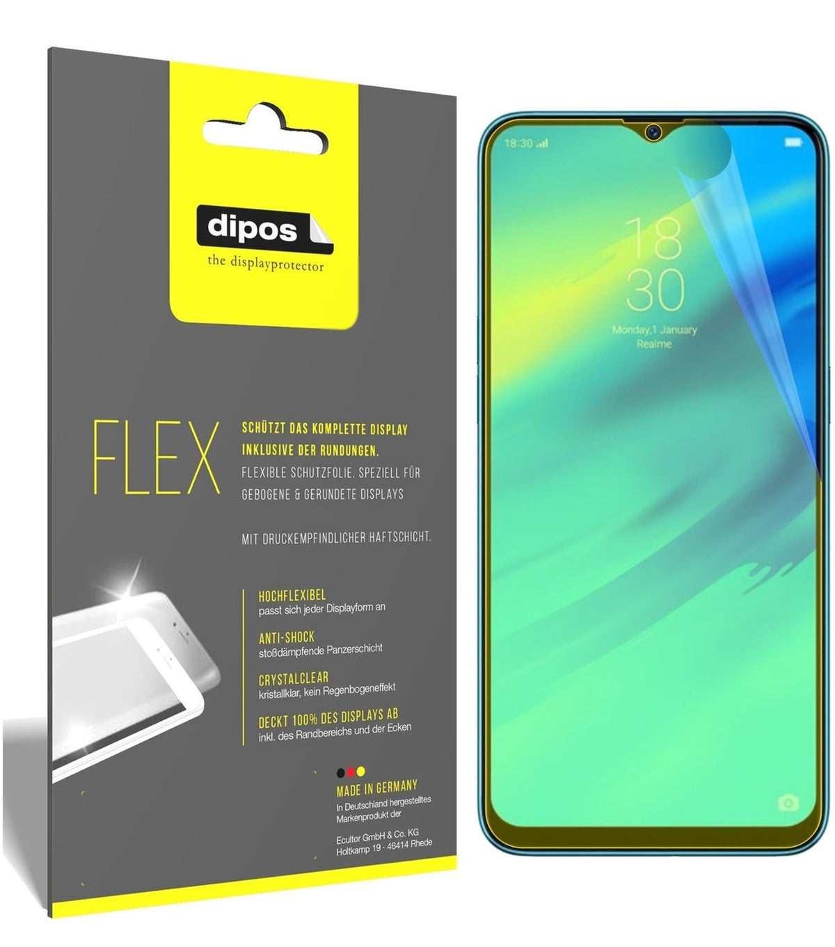 2x Screen Protector for Oppo Realme 2 Pro Protective Film covers 100% dipos Flex
