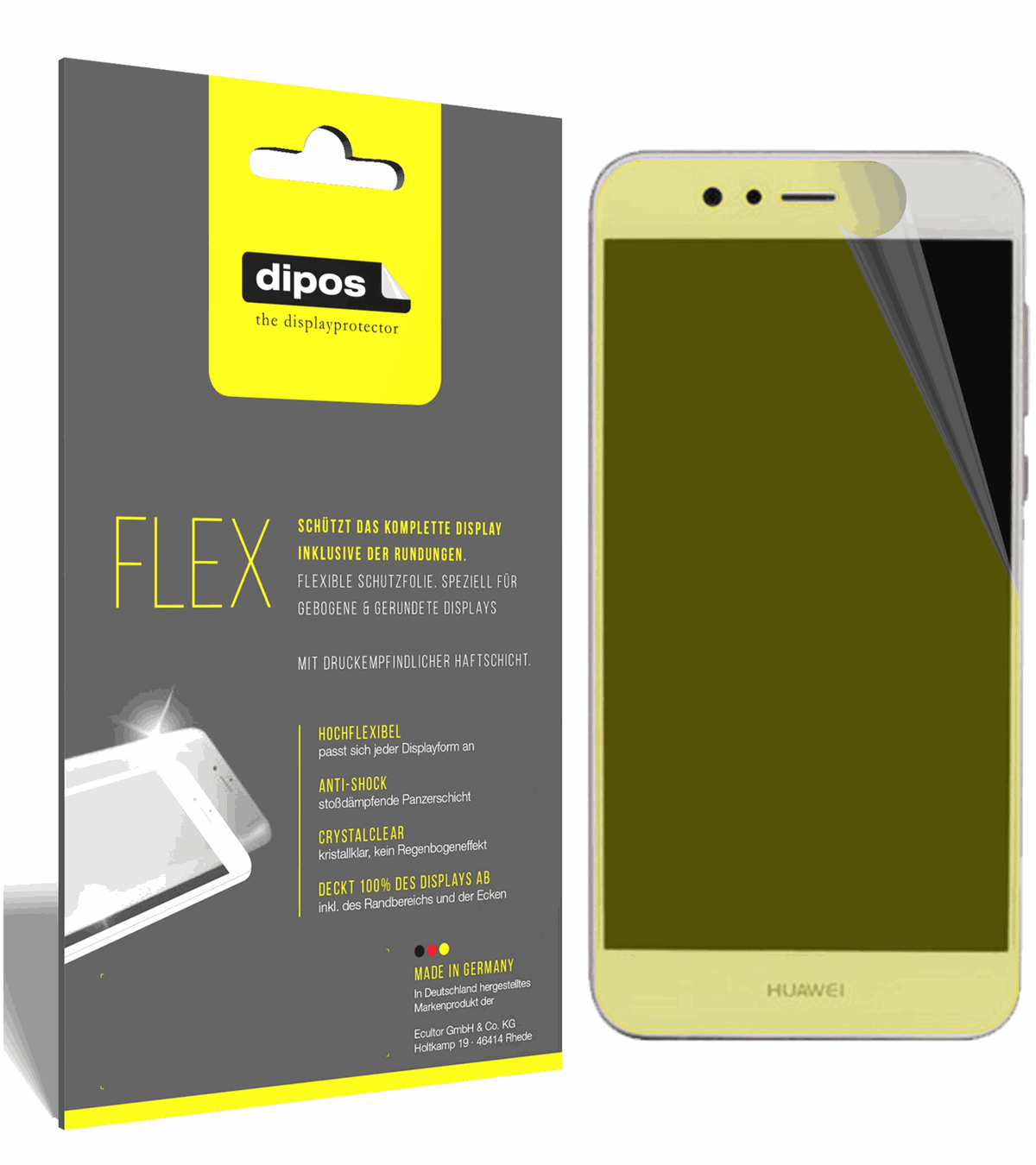 3x Screen Protector for Huawei Nova 2 Protective Film covers 100% dipos Flex