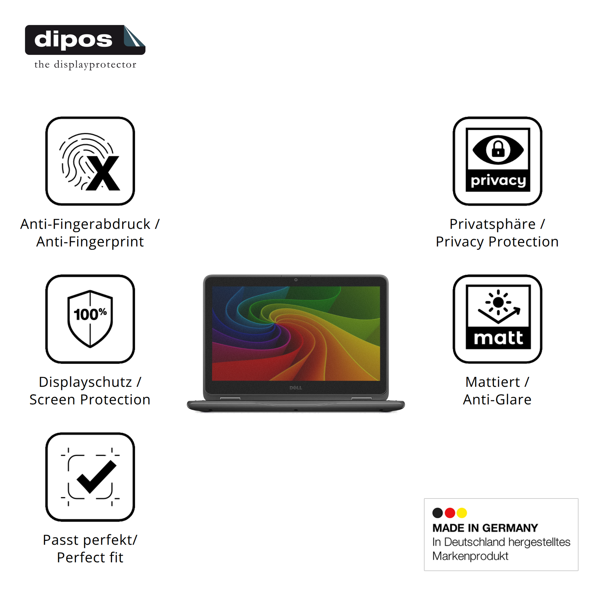 Privatsphäre-Schutz durch Sichtschutz-Folie passend zugeschnitten für Dell Latitude 3120