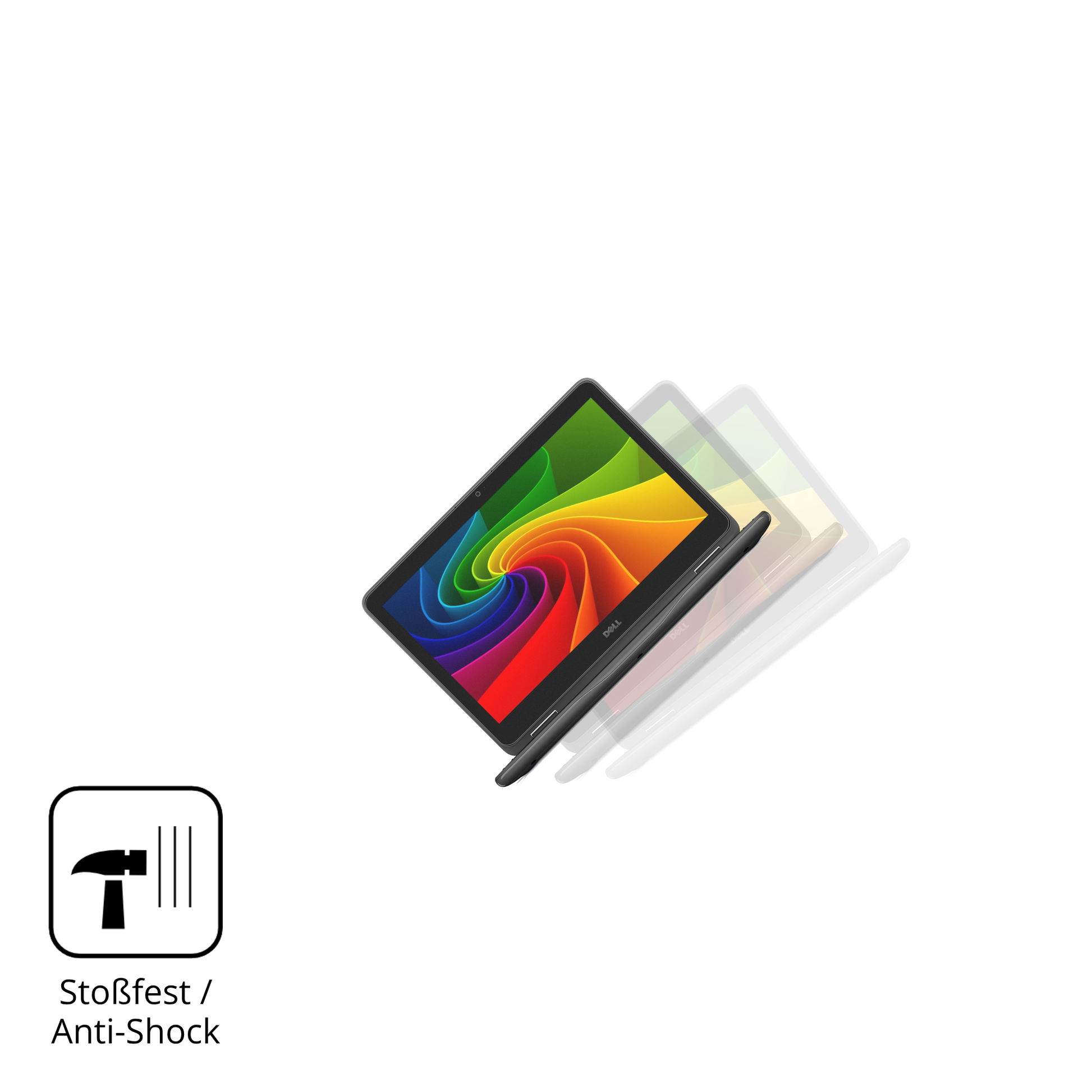 Schutz gegen Kratzer auf dem Dell Latitude 3120 Glas durch Schlüssel, Stöße gegen die Tischkante oder Stürze