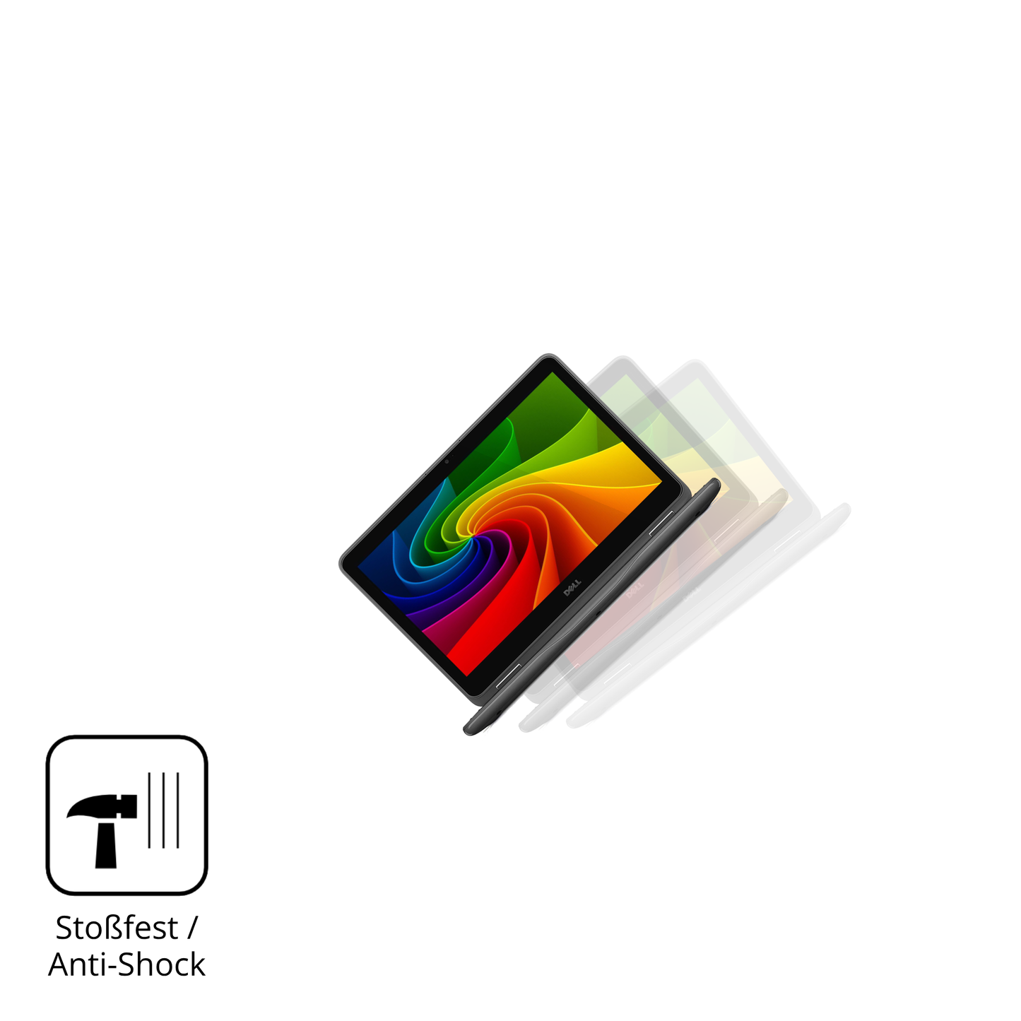 Schutz gegen Kratzer auf dem Dell Latitude 3120 Glas durch Schlüssel, Stöße gegen die Tischkante oder Stürze