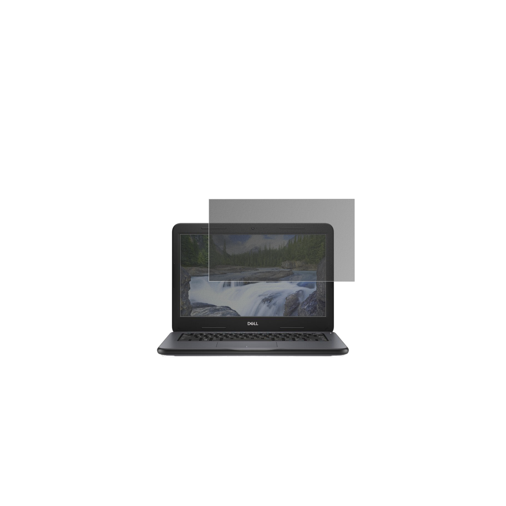 DellLatitude 3310 mit aufgebrachtem dipos Displayschutz, der seitliche Einblicke blockiert