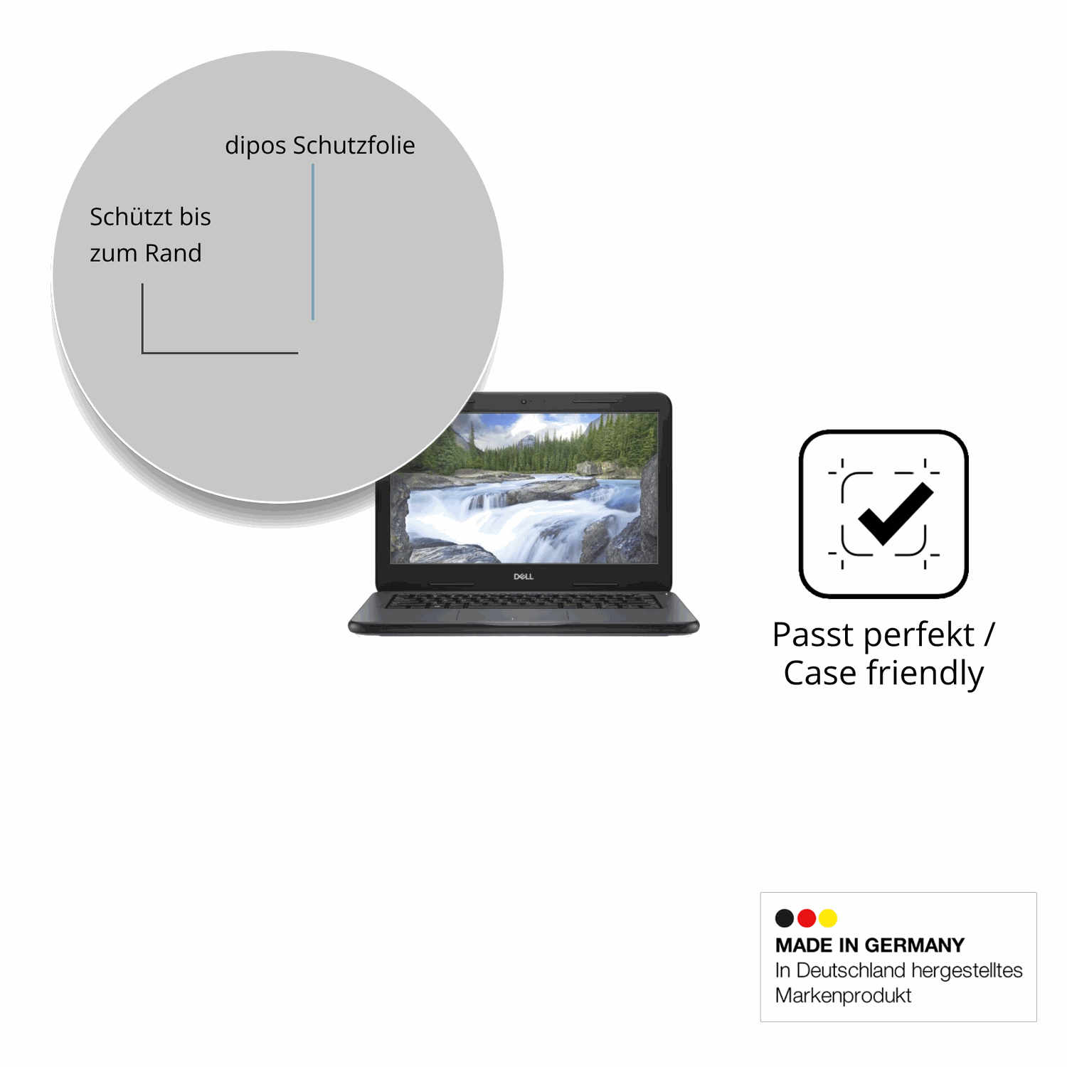 Schutzglasfolie mit optimaler Passform, zur Verwendung mit Hüllen geeignet