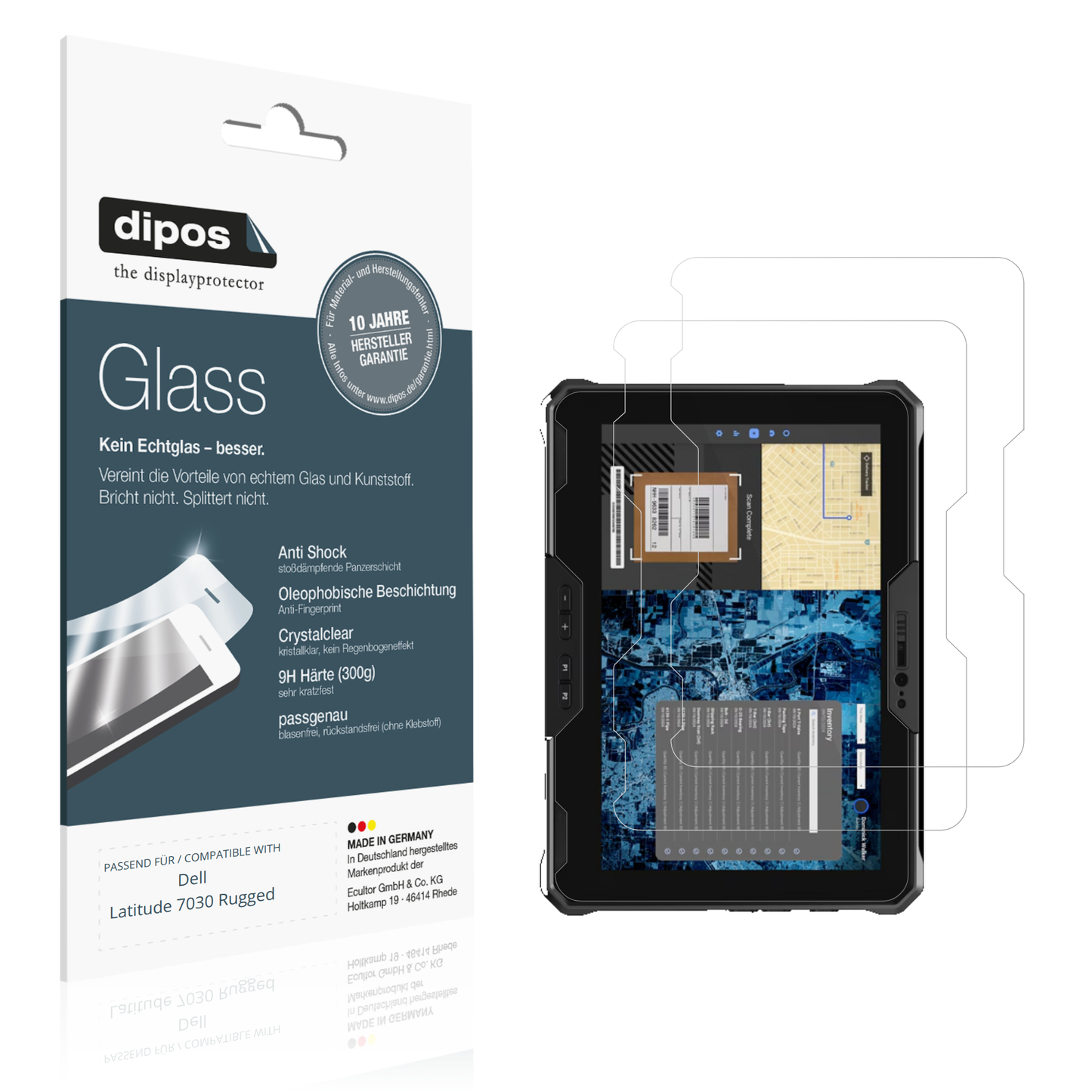 2x 9H Schutzfolie für Dell Latitude 7030 Rugged Panzerfolie