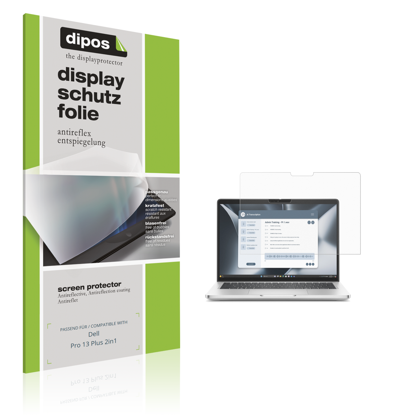 Matte Displayschutzfolie von dipos passend für Dell Pro 13 Plus 2in1, präziser Zuschnitt und blasenfrei montiert