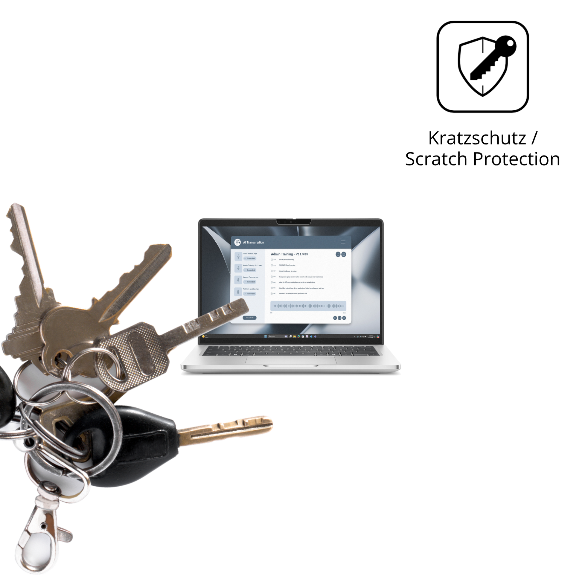 Schutz gegen Kratzer auf dem Dell Pro 13 Plus 2in1 Glas durch Schlüssel oder Ähnliches