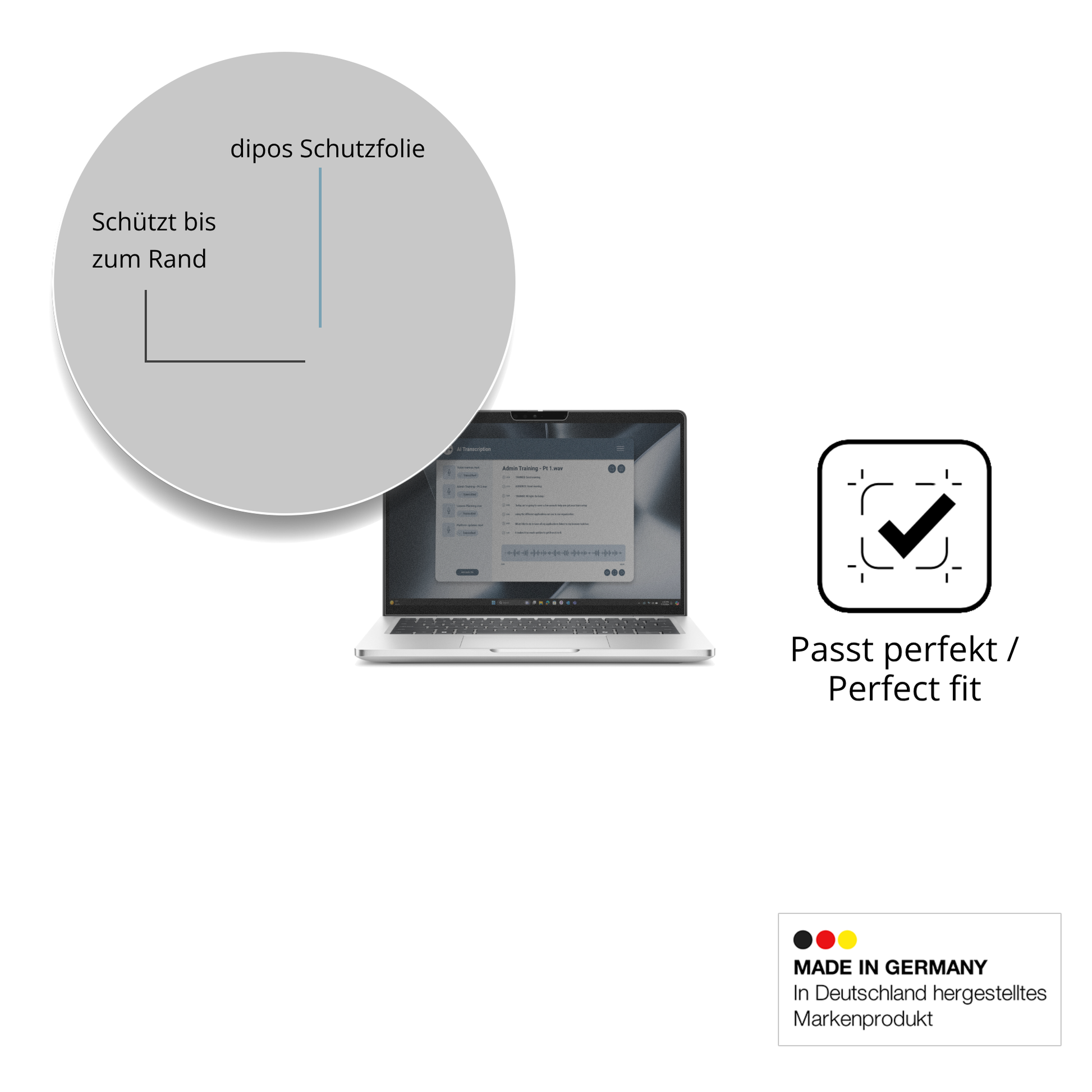 Schutz gegen Kratzer auf dem Dell Pro 13 Plus 2in1 Glas durch Schlüssel oder Ähnliches
