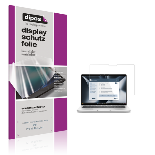 Klare Displayschutzfolie von dipos passend für Dell Pro 13 Plus 2in1, präziser Zuschnitt und blasenfrei montiert
