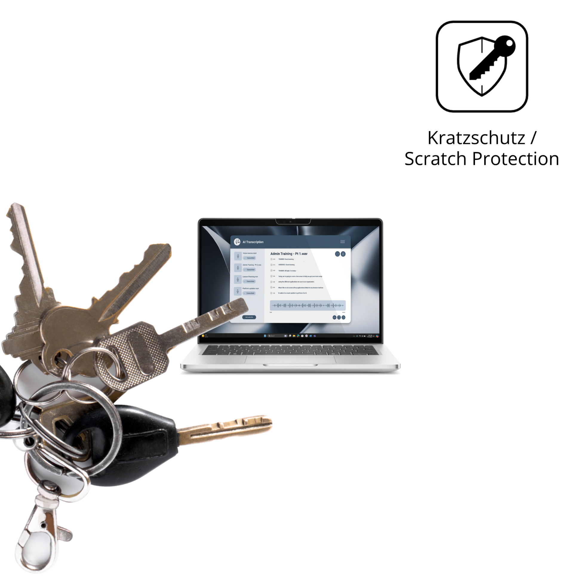 Schutz gegen Kratzer auf dem Dell Pro 13 Plus 2in1 Glas durch Schlüssel oder Ähnliches