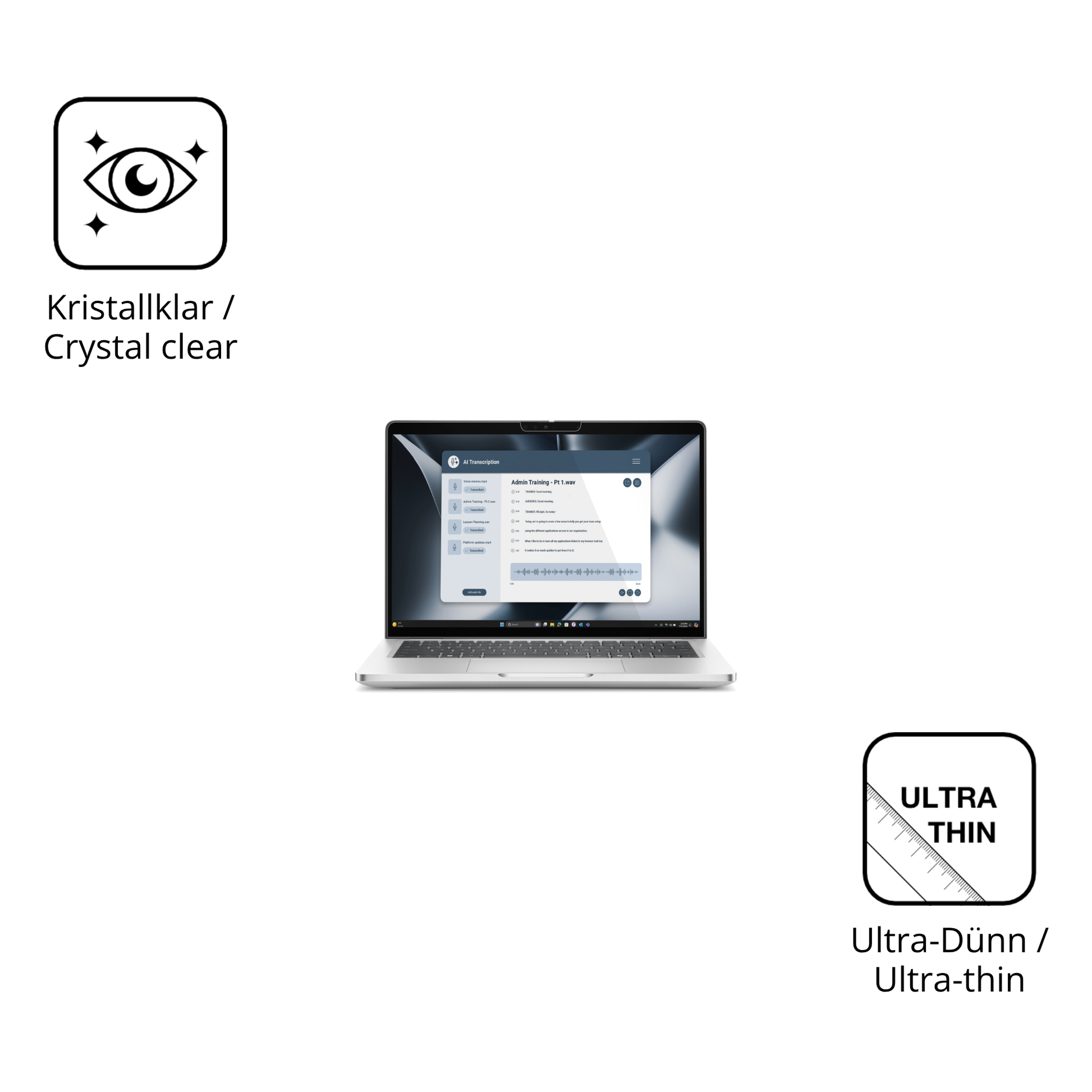 Dünne und klare Folie passend zugeschnitten für Dell Pro 13 Plus 2in1